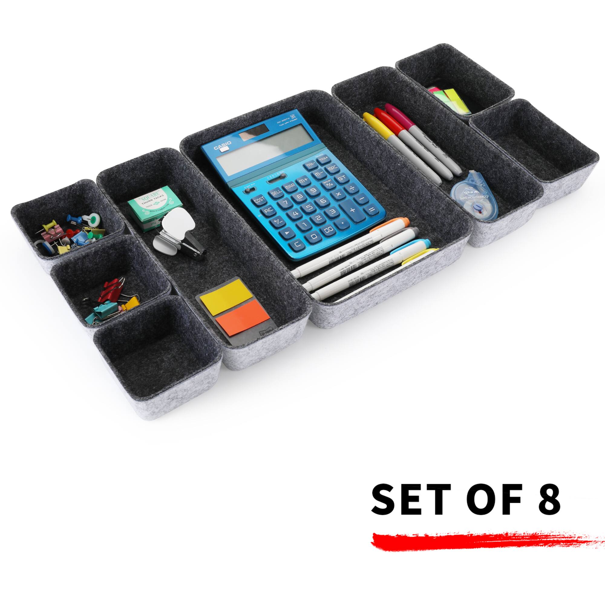 Welaxy Felt 8 Piece Drawer Organizer Tray Set